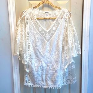 Bathing suit cover-up white lace